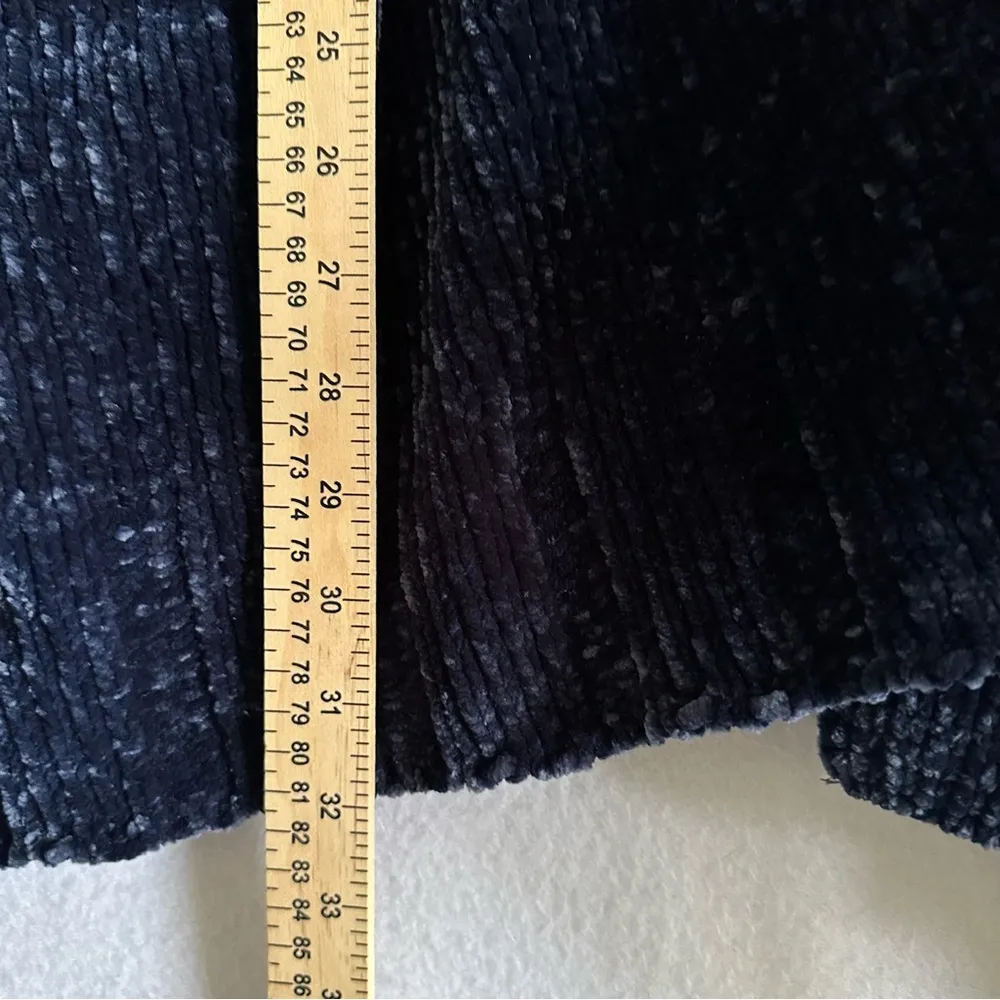 Anthropologie Moth Chennile Cardigan Chunky Knit Oversize Navy Blue Size S - Image 7