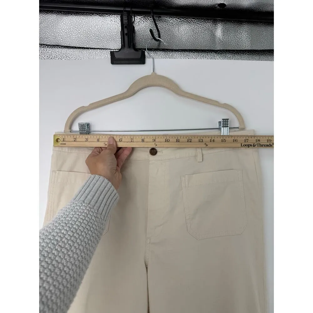 J.Crew Factory Linen Blend Pants Women 32/14 Beige Wide Leg Relaxed Coastal - Image 6