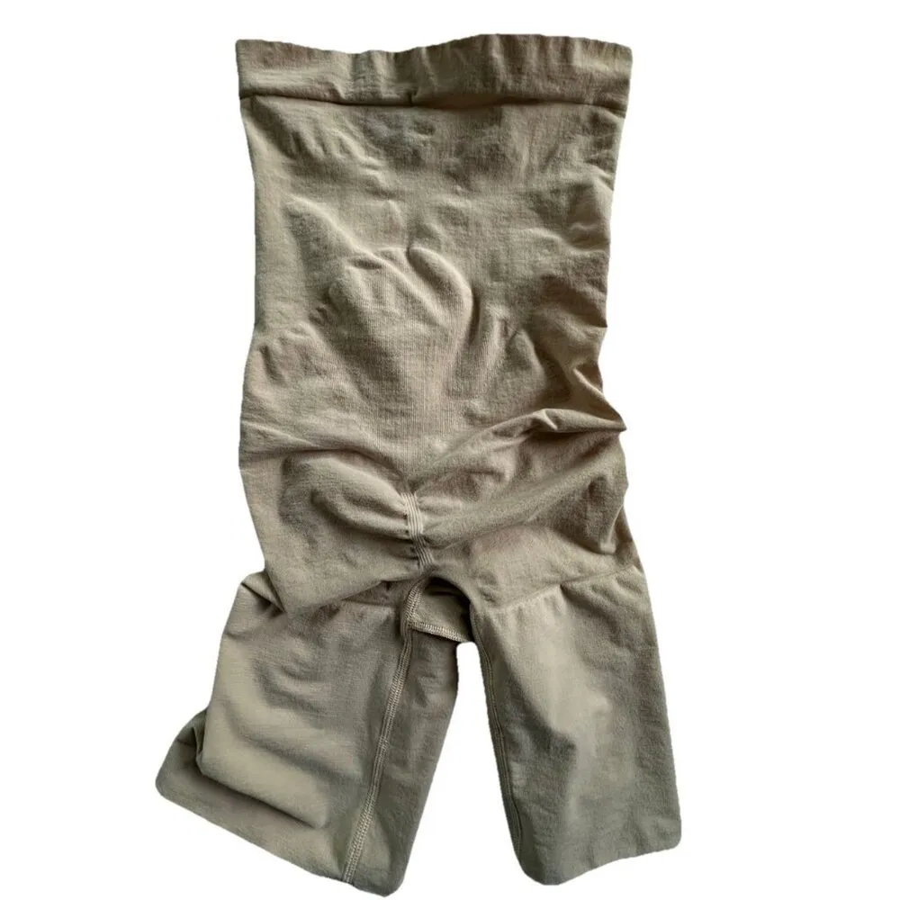 Spanx Cream Power Series High Waisted Mid Thigh Shapewear Short Size Medium - Image 3