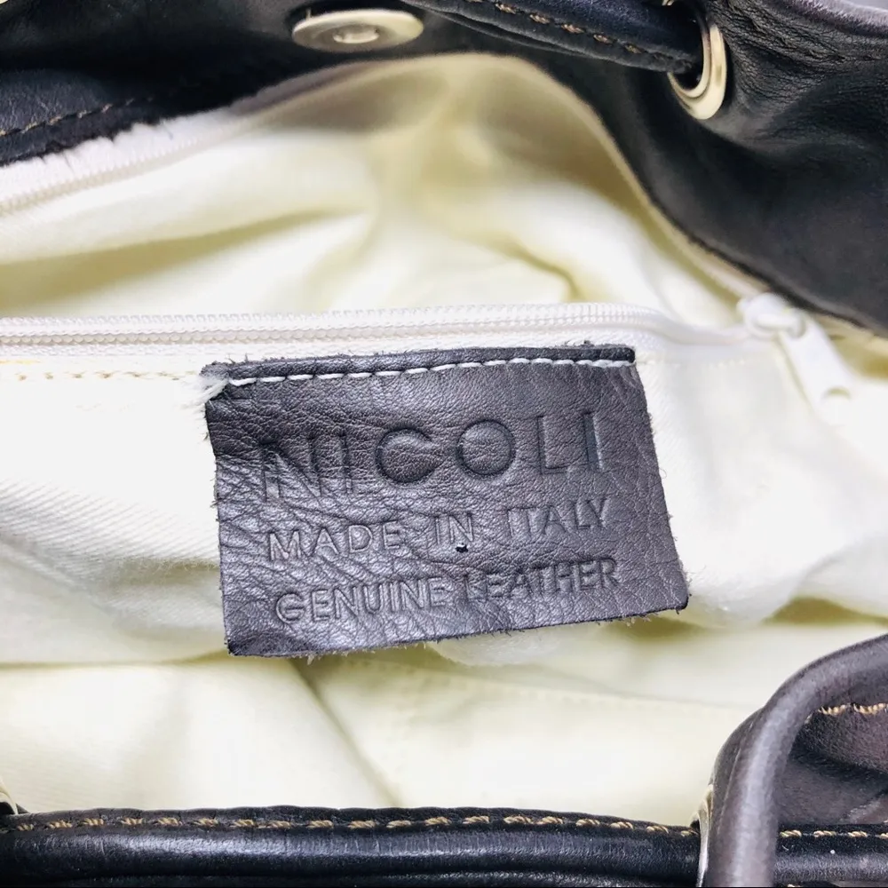 slate grey leather hobo made in Italy - Image 7