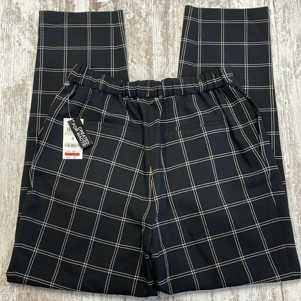 Bar III NWT Black White Window Pain Pull On High Waist Dress Pants Size Small - Image 6
