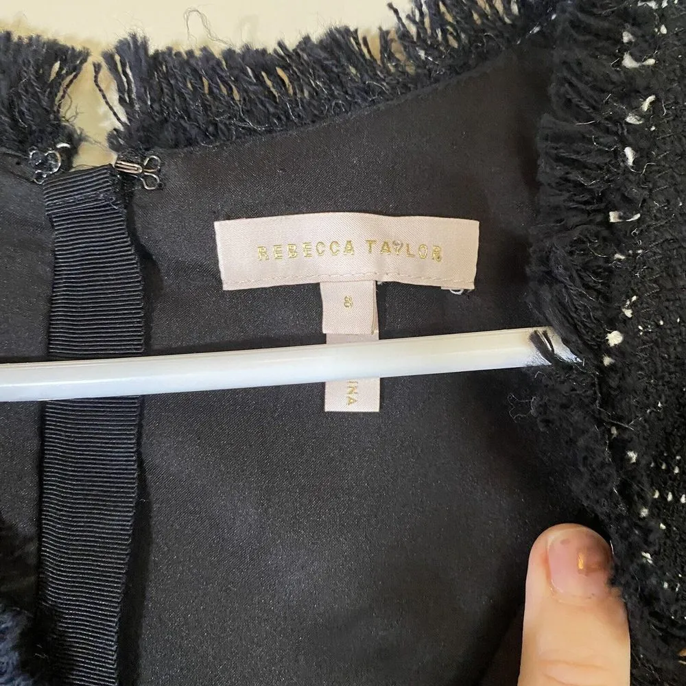 Rebecca Taylor‎ Womens Dress Size 8 Black Sparkle Stretch Tweed Sleeveless $495 - Image 4