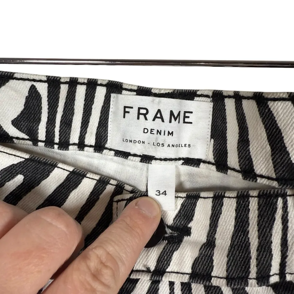Frame Denim Le High Straight Jeans Noir Multi Zebra Size 34 - Image 11