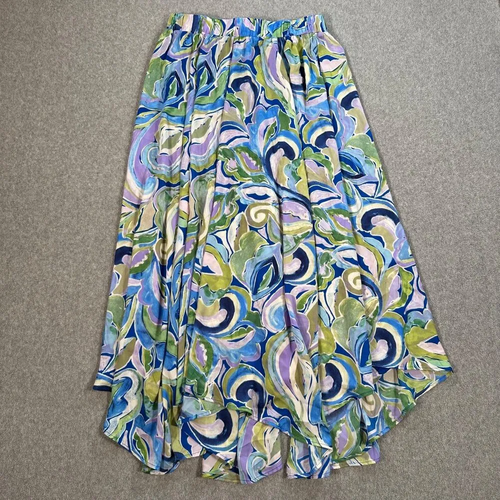 Easel Los Angeles Maxi Swim Skirt Women's Medium Marble Print Handkerchief Hem - Image 7