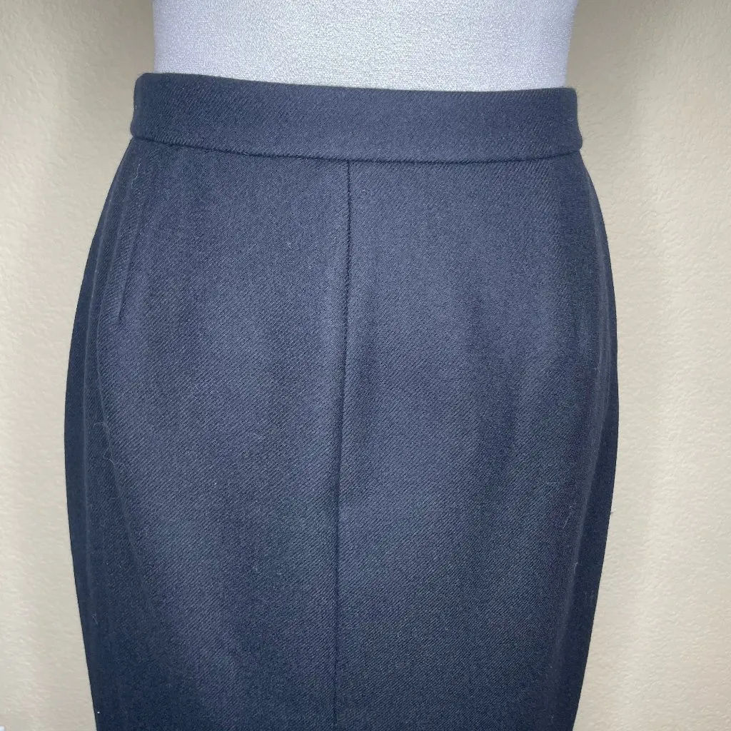 J. Crew 100% Wool Black Pencil Knee-Length Zip Front Skirt Italian Bi-Stretch 2 - Image 6