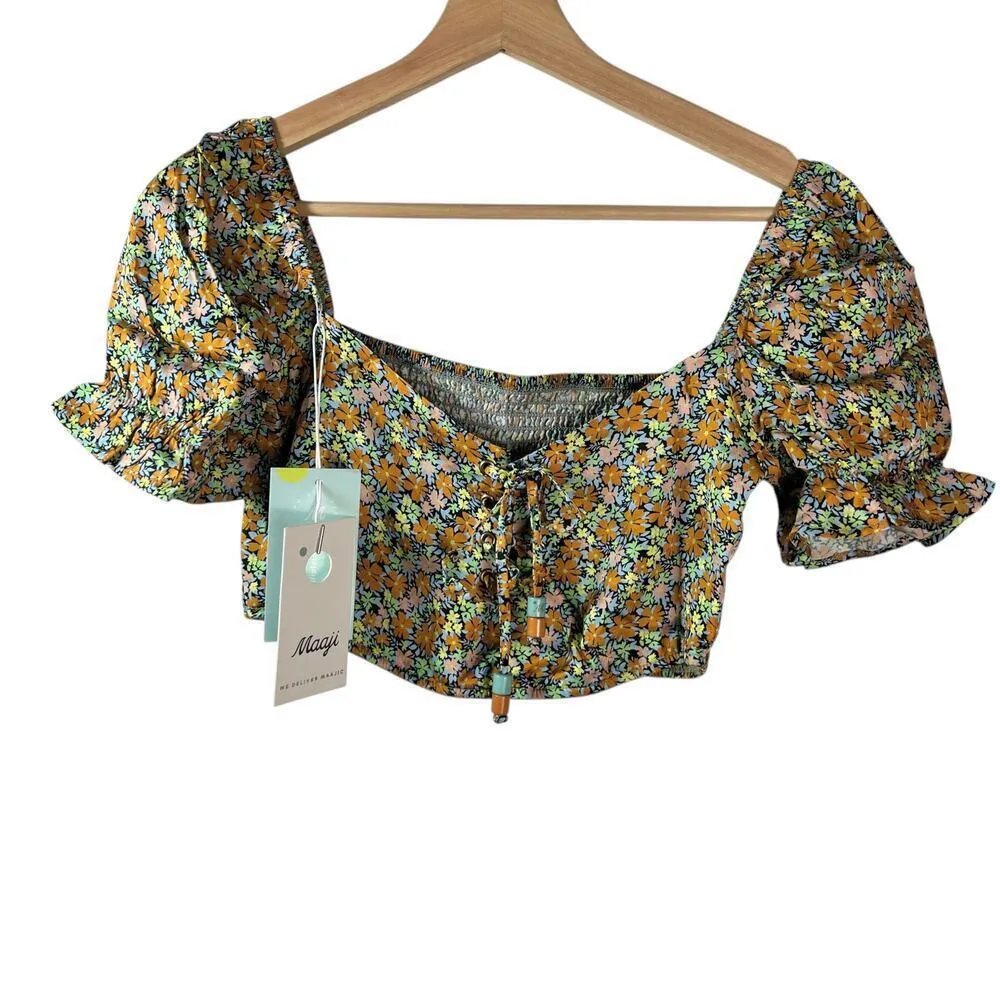 New Women’s Maaji Blossom Briella Cover-Up Crop Top Size S - Image 2