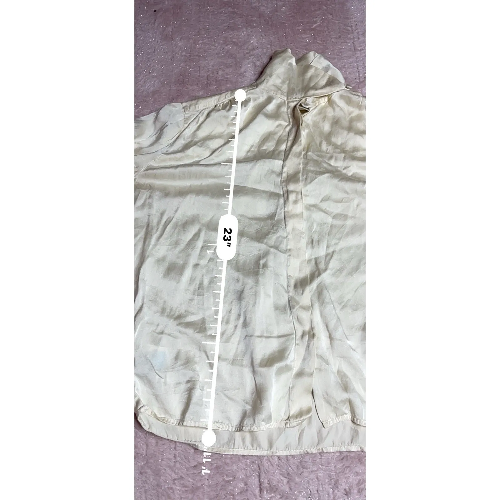 Jones New York Blouse Women's 8 Beige 100% Silk Long Sleeve Mock Neck Bin11 - Image 6