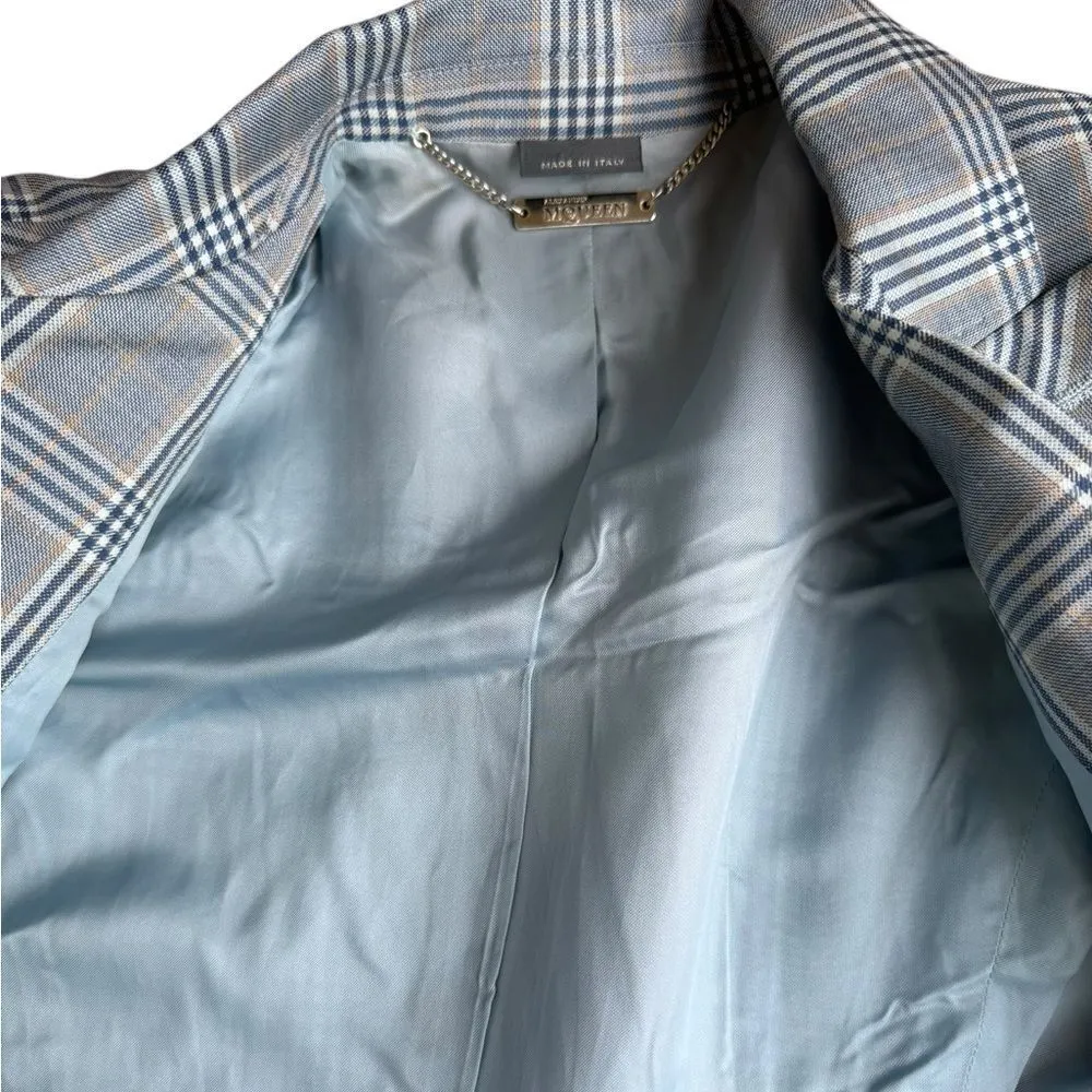 Alexander McQueen Prince of Wales Check Lapel Blazer in Grey 40 S - Image 7