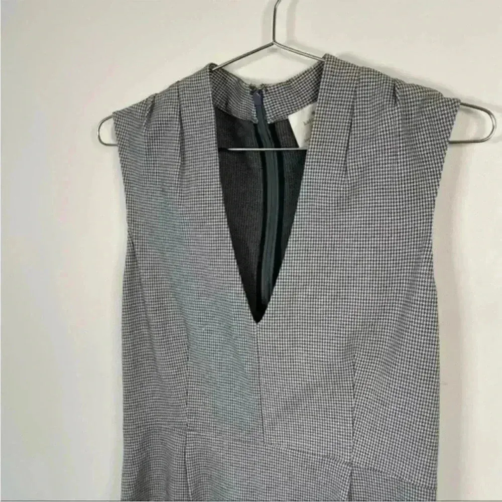 Kate Spade Black And White‎ Gingham Print Deep V Sleeveless Sheath Dress - Image 4