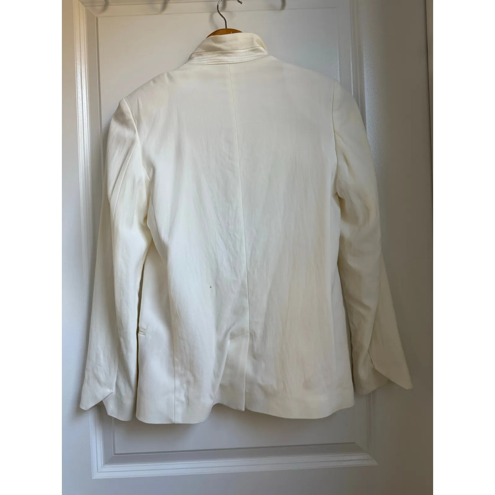ZADIG & VOLTAIRE Cream‎ VOLLY Crepe Notch Collar Jacket EU 34 US XS Open Front - Image 8