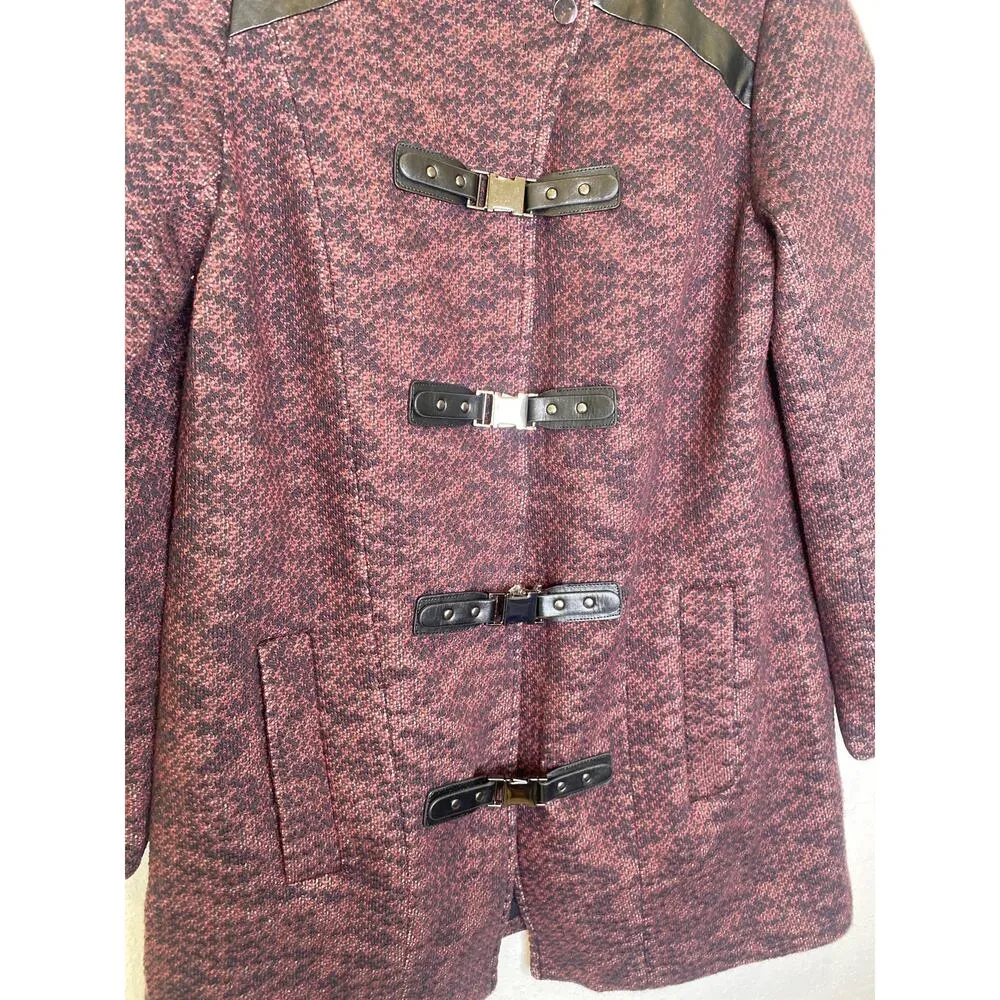 SA by Seth Aaron Knit & Faux Leather Coat w/ Toggle Clasp Closure EUC Sz 8 - Image 2