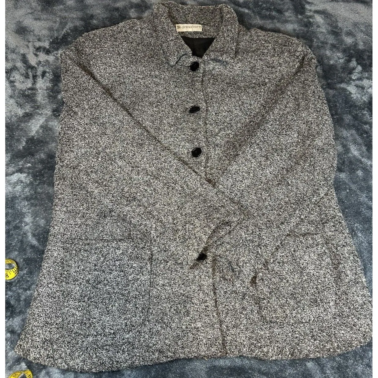 Dressbarn Gray Blazer Jacket Button Down Mock Neck Size XL - Image 3