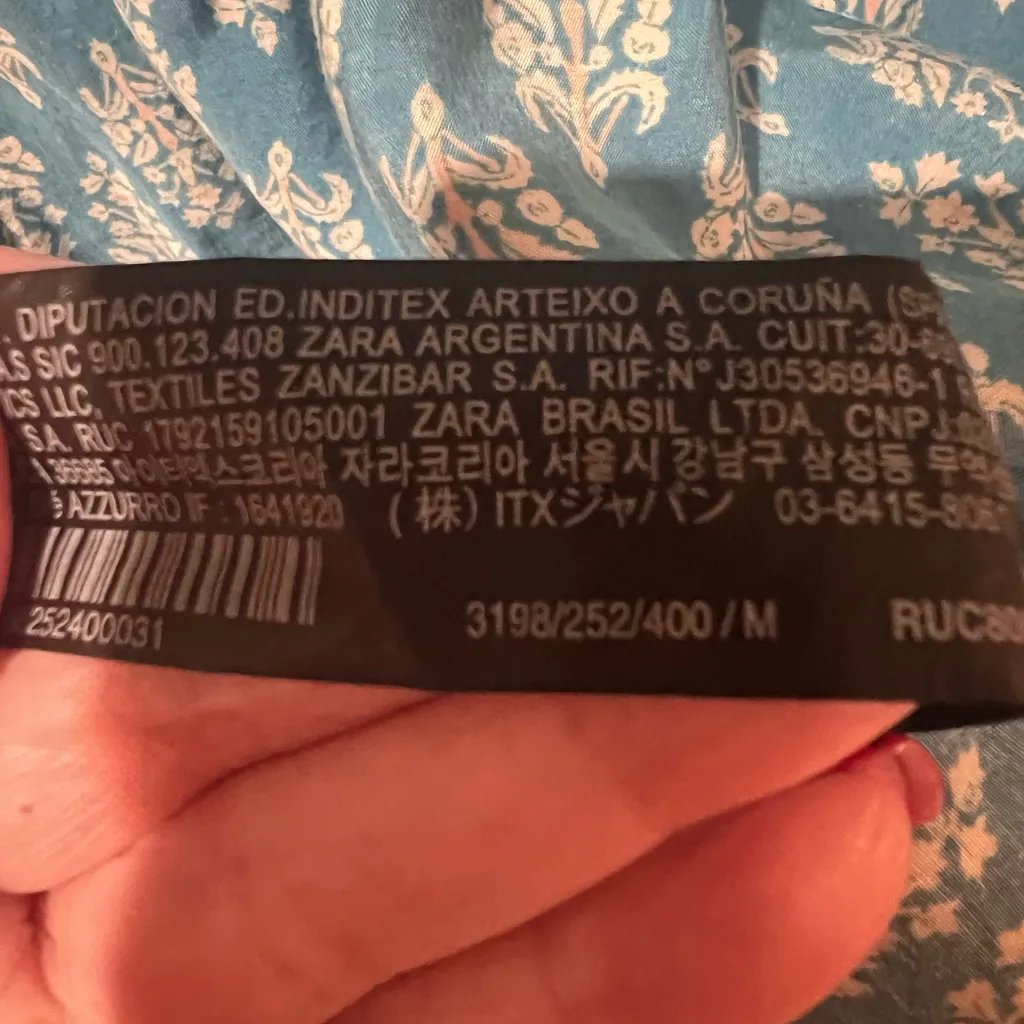 ZARA The Carly Blue & White Floral Printed Button-Up Flounce Mini Dress Medium‎ - Image 14