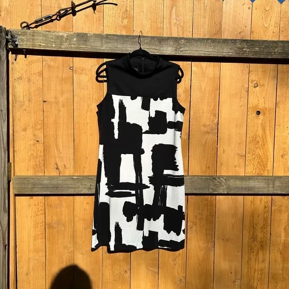 Donna Morgan Black white Dress vintage size 12 abstract retro spring‎ summer - Image 2
