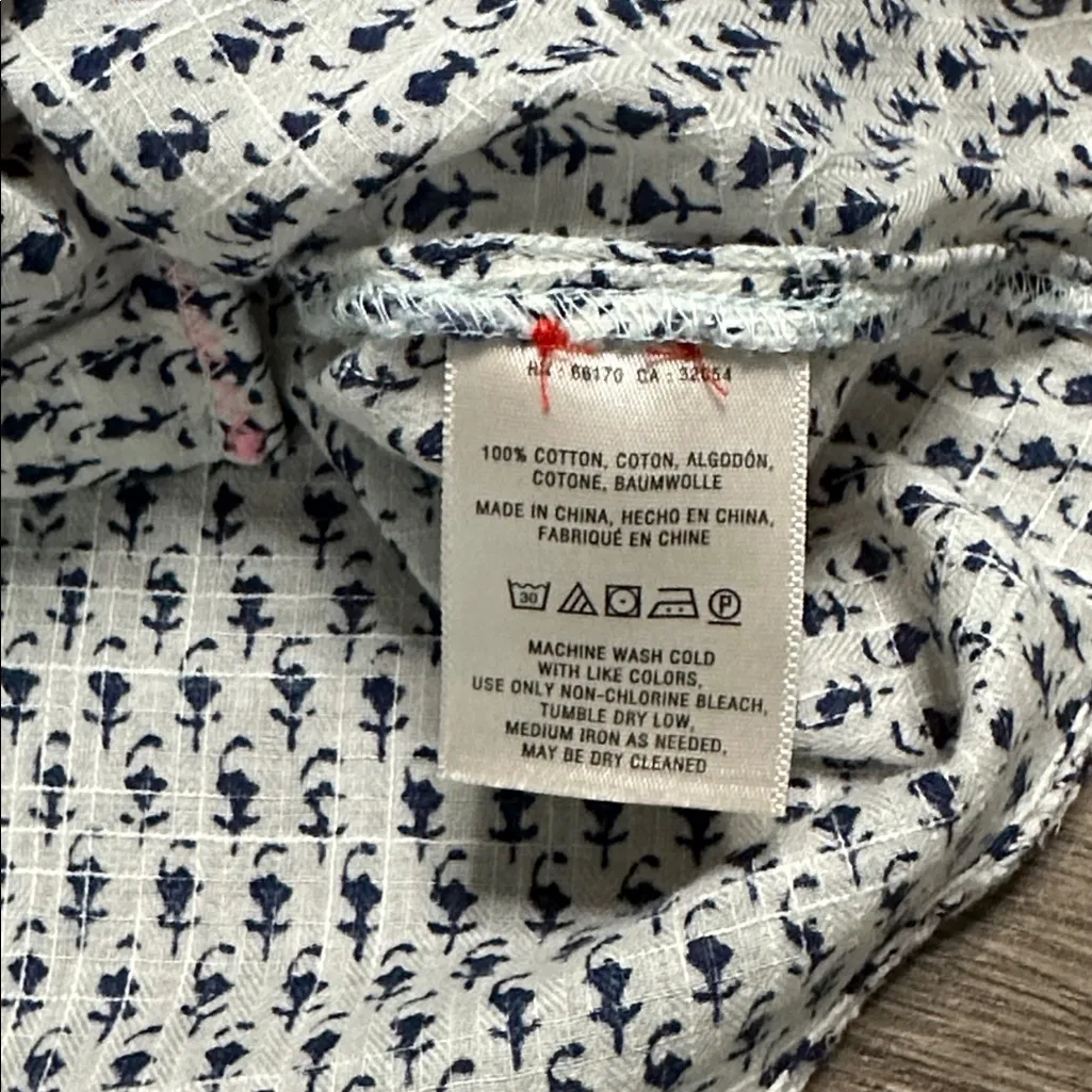 Anthropologie Holding Horses Floral Button Down Blouse Navy Cream Size 6 - Image 12