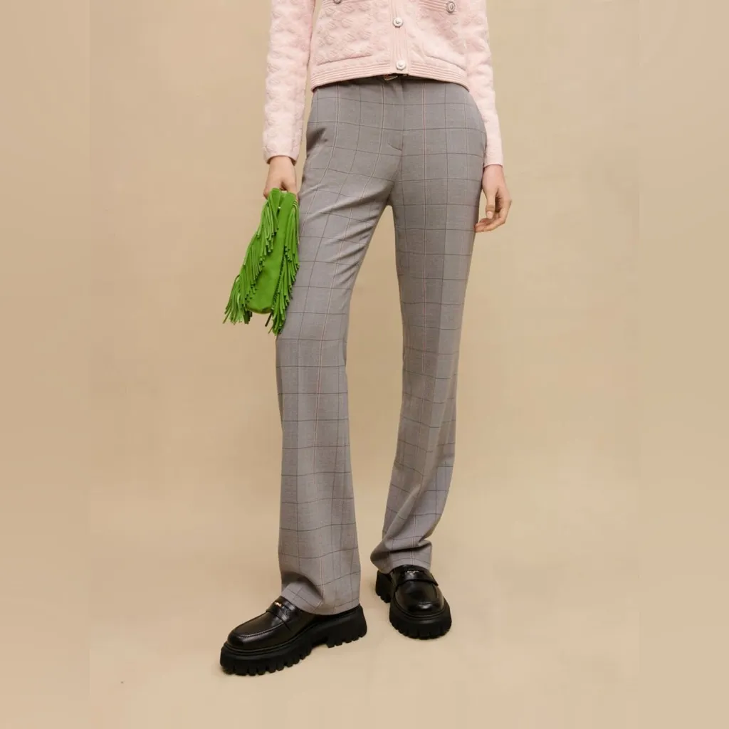 Maje Grey Wool Blend Straight Leg Suit Trouser Pants Pleated NWT Sz 42 (US XL) - Image 4