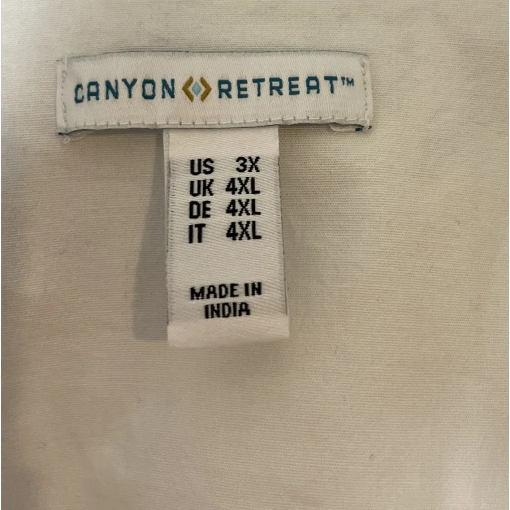 Canyon Retreat 3X Button Top Blouse White Blue Floral Beach‎ Nautical Travel - Image 6