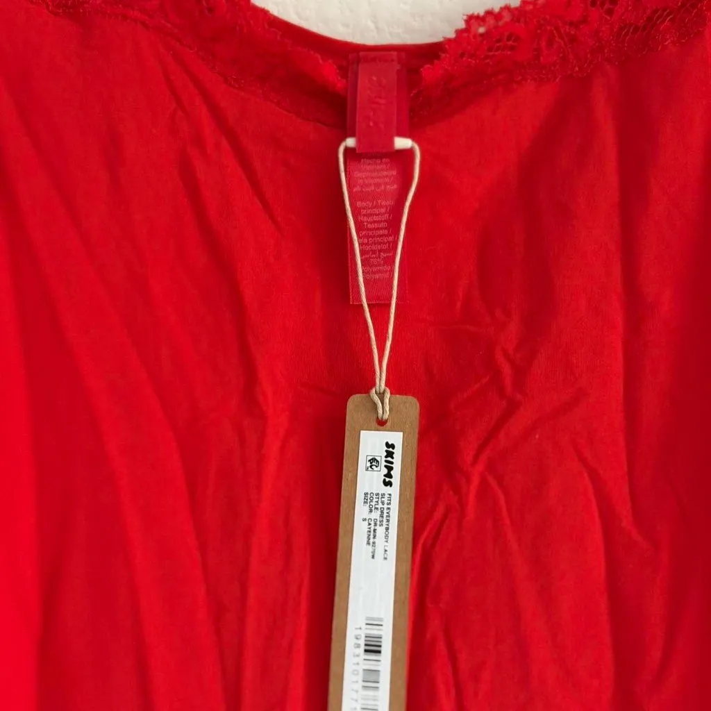Skims Fits Everybody Lace Slip Dress in Cayenne, Size Small - Image 5