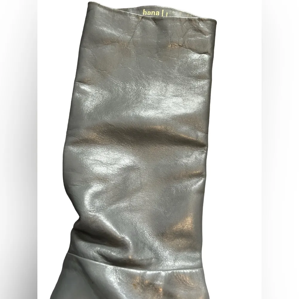 Hana Mackler Vintage Gray Leather Knee High Boots size 8 - Image 4