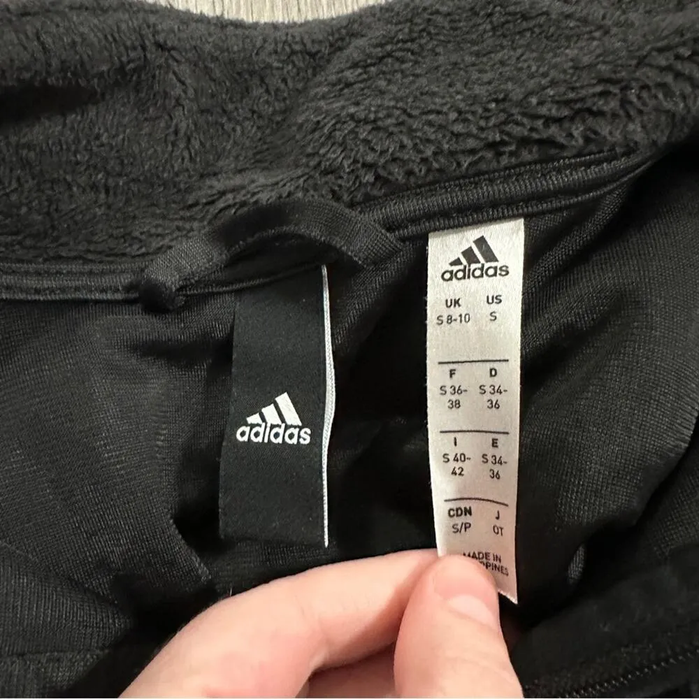 Adidas Black Fuzzy Sherpa Half Zip Long‎ Sleeve Sweatshirt Size S - Image 6