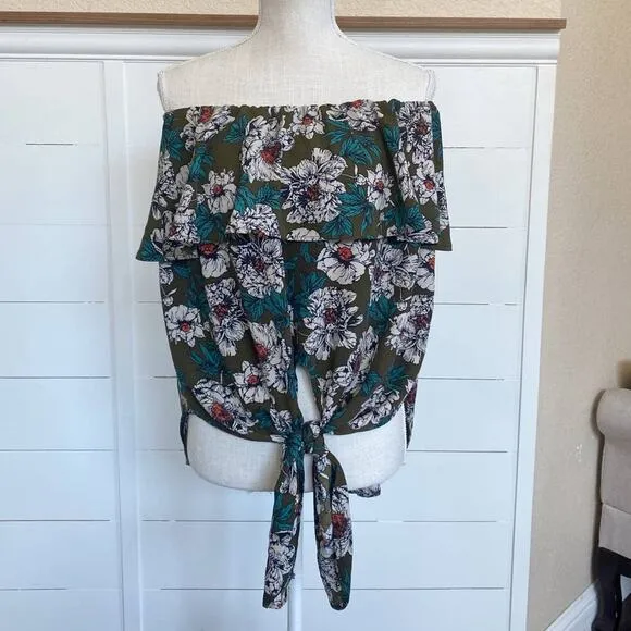 Aloha Women's Strapless Tropical Wrap Front Tie‎ Poolside Coverup Top - S - Image 4