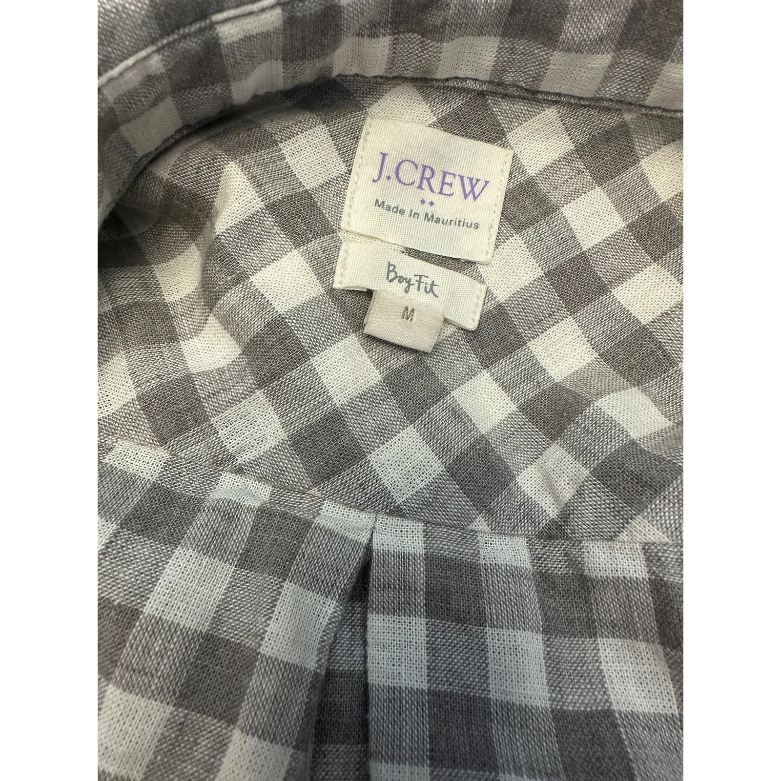 J.Crew Factory Boy Fit Medium Long Sleeve Top Gray and White - Image 2