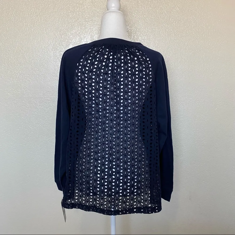 Rachel Rachel Roy Navy Eyelet Longsleeve Top 0X - Image 6