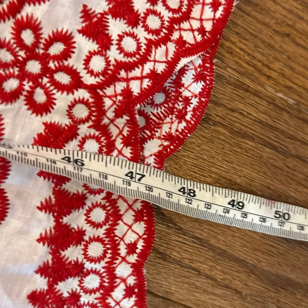 Ana & Rose NWT white and red embroidered eyelet midi smocked dress M Size M - Image 12