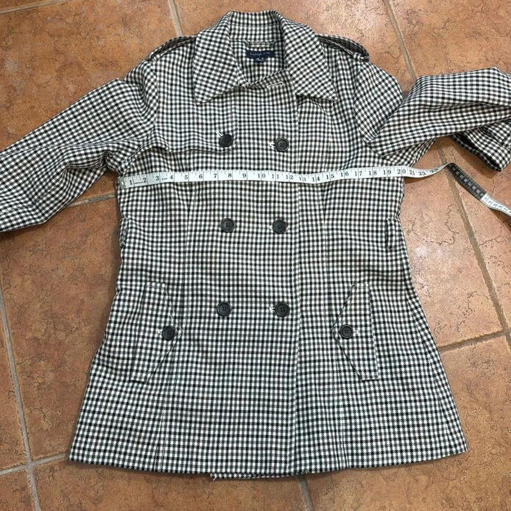 Lands End Trench Women’s Double Breasted Hounds Tooth wool Blended Jacket size M - Image 10