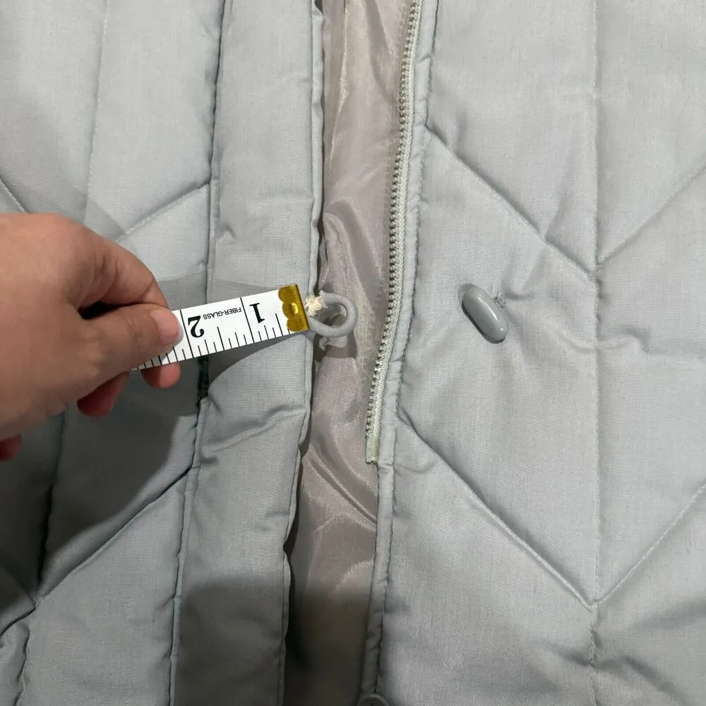 Vtg Saxton Hall Women's Quilted Puffer Coat Medium Gray Hooded Jacket Made Korea - Image 8