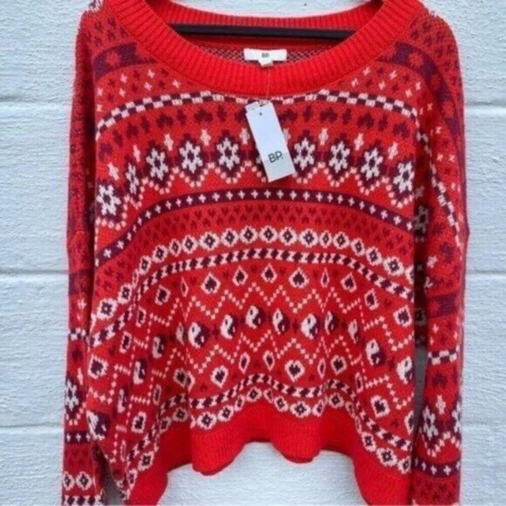 BP Fair Isle Ying Yang Red Sweater New 3X - Image 5