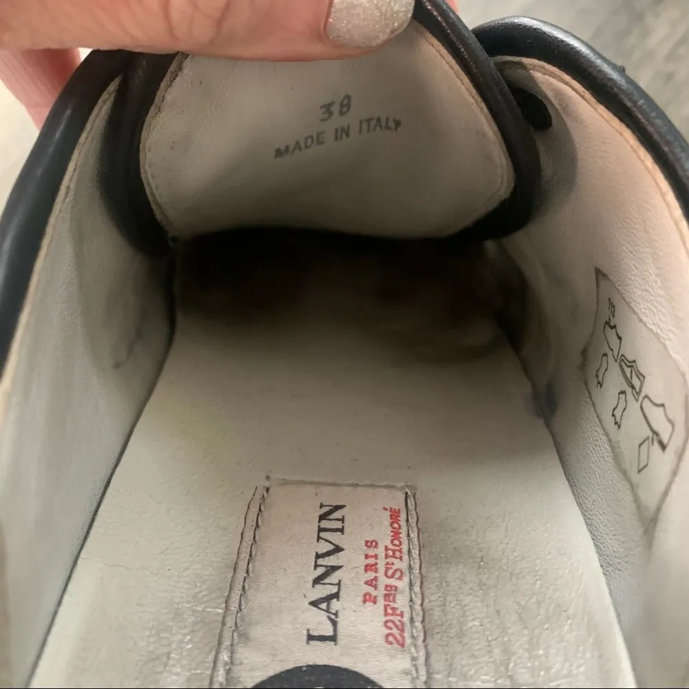 Lanvin black leather ribbon sneakers Size 8 - Image 5