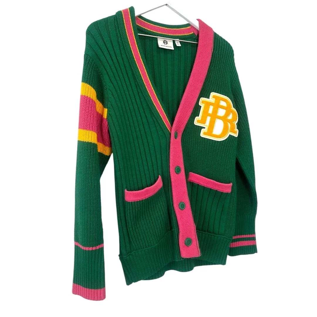 Banana Republic Athletics Varsity Logo Cardigan Green Pink Yellow Size XS - Image 4