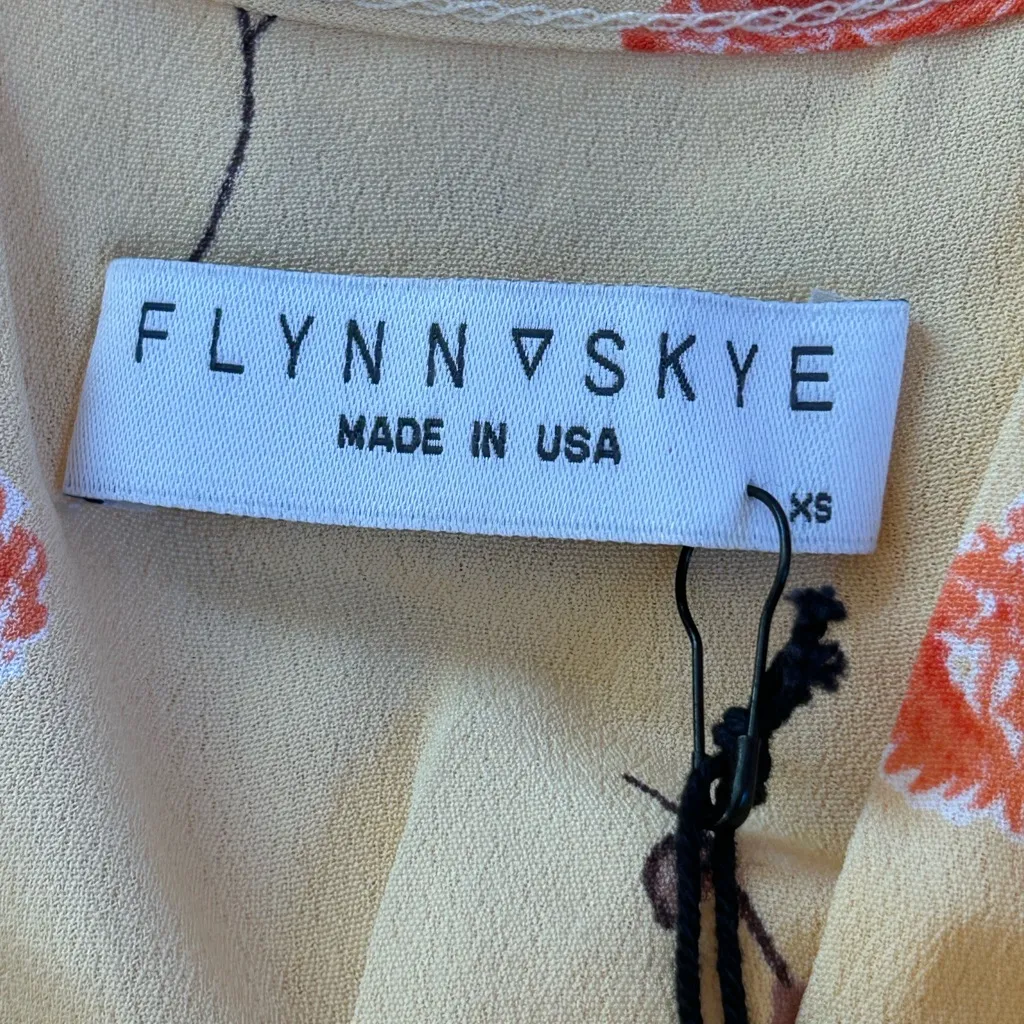 Flynn Skye yellow romantic, feminine,cottagecore floral slit midi dress XS NWT - Image 7