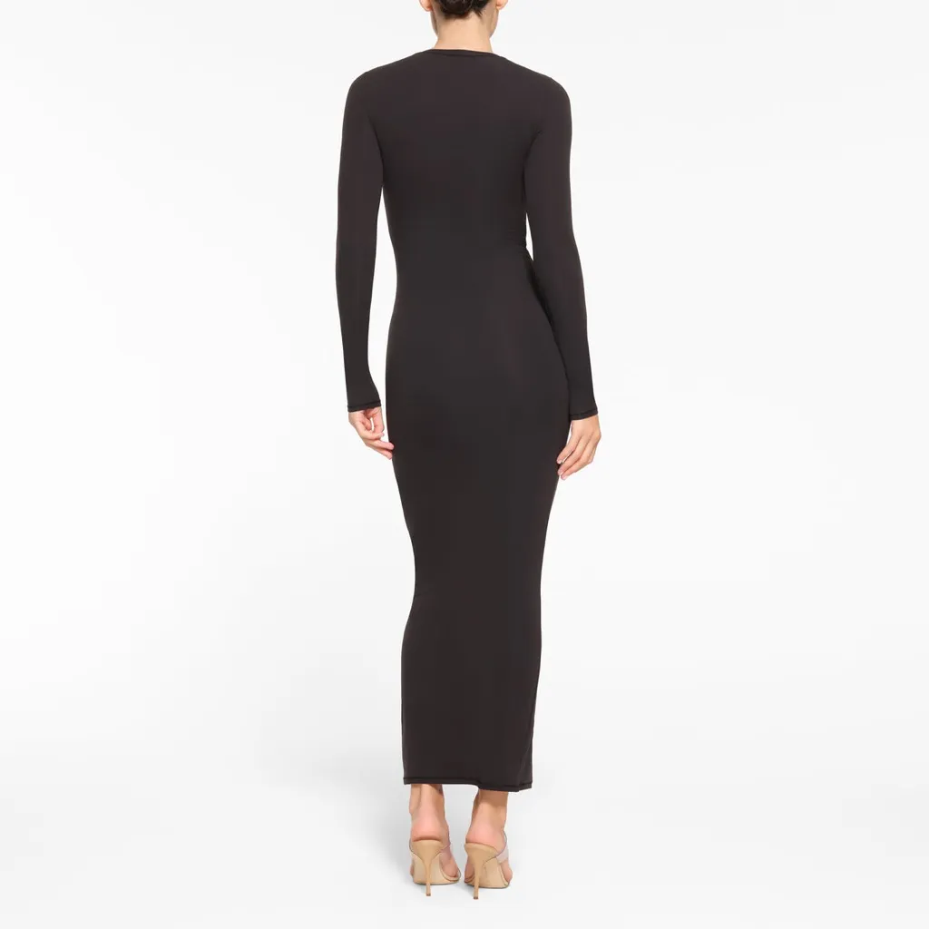 SKIMS Fits Everybody crew Neck long sleeve Dress, BLACK, X-Small, $88 - Image 2