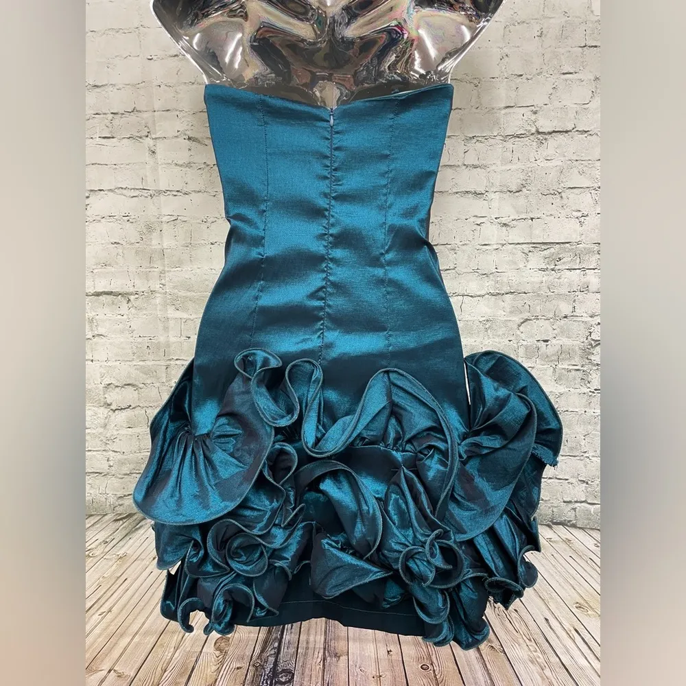 Midnight teal strapless ruffle dress sz S nwt Blue - Image 2