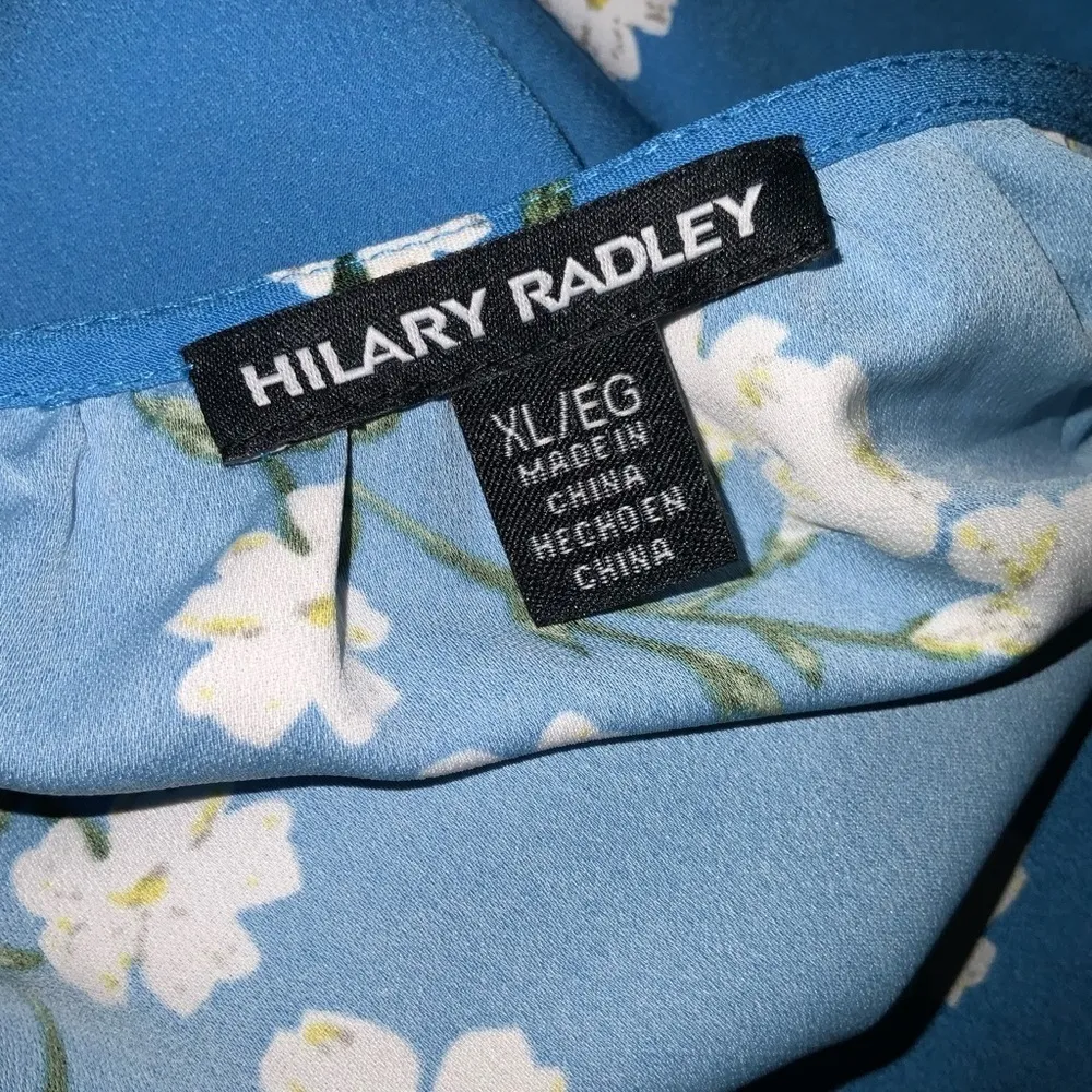 Hilary Radley Royal Blue Floral Print Short Flutter Sleeve Top XL - Image 12