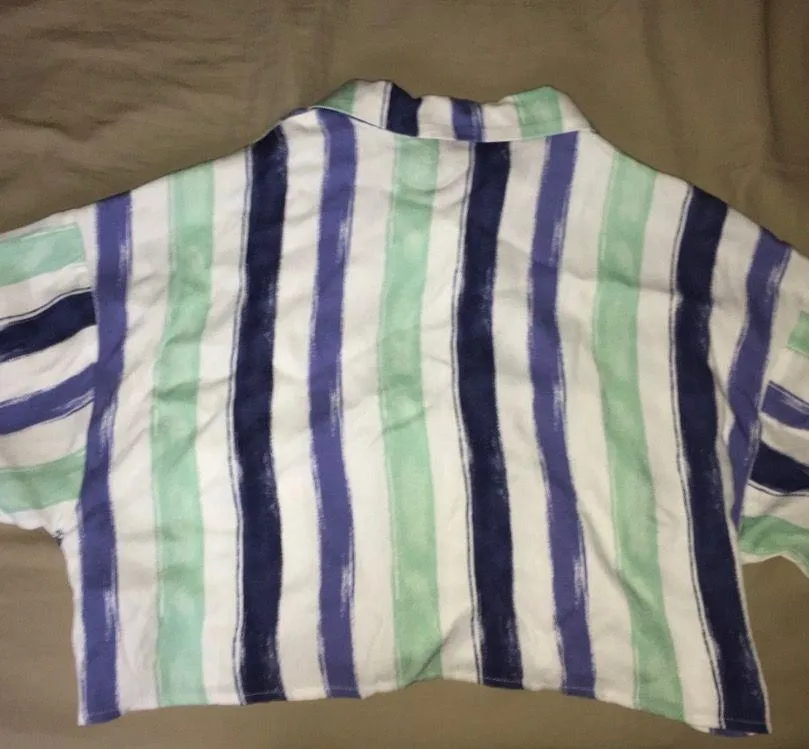 Forever 21 Striped Button Up Crop Top - Image 3