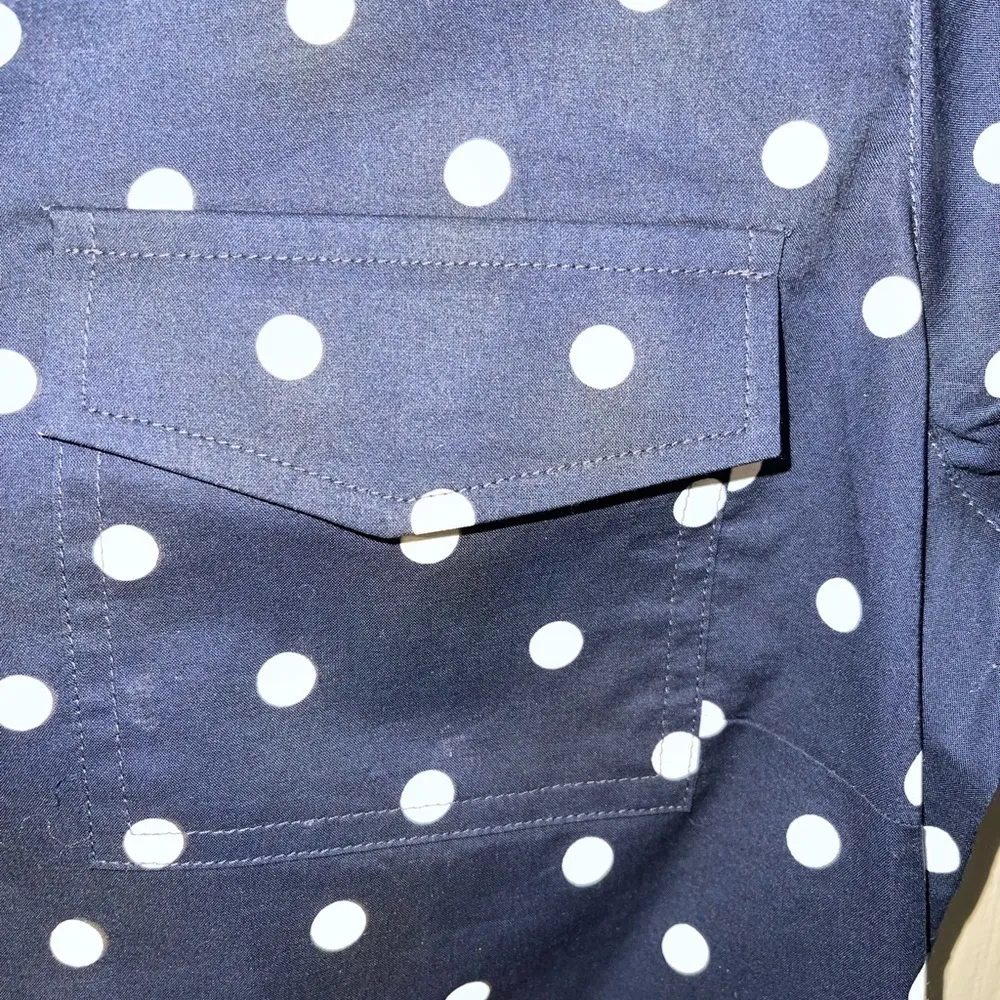 Talbots Navy Polka Dot Long Sleeve Button Down - Image 3