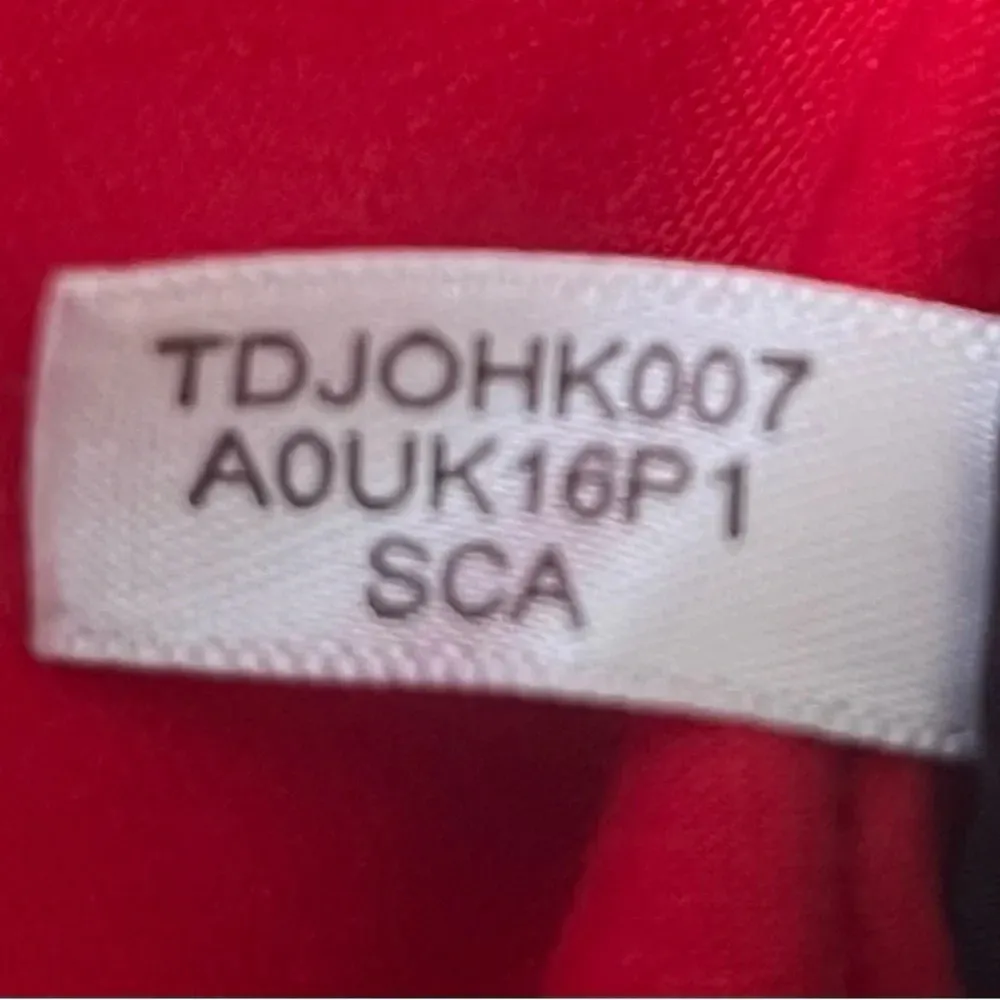 drawstring-waist eyelet trim red dress, Size: XL - Image 5