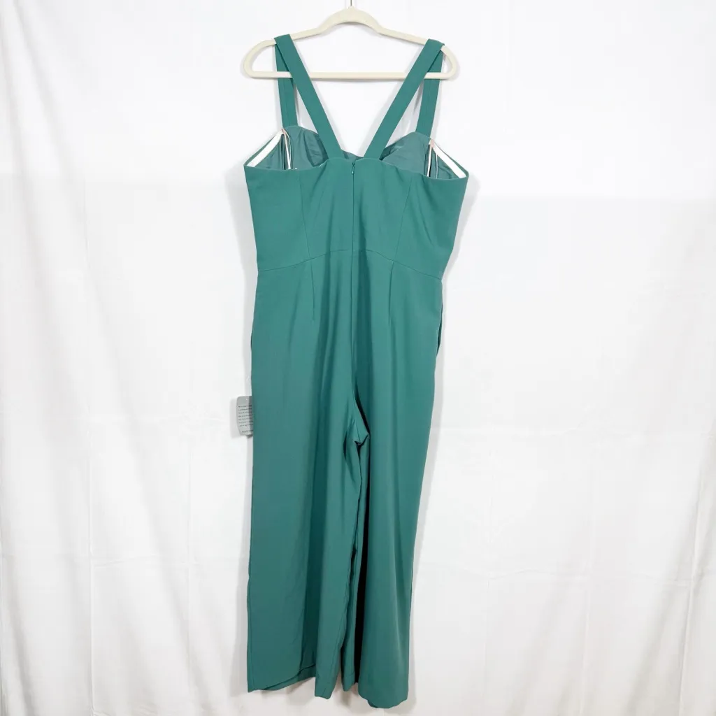 Gal Meets Glam Collection Nicole Sweetheart Square Neck Jumpsuit Green Wide Leg - Image 5