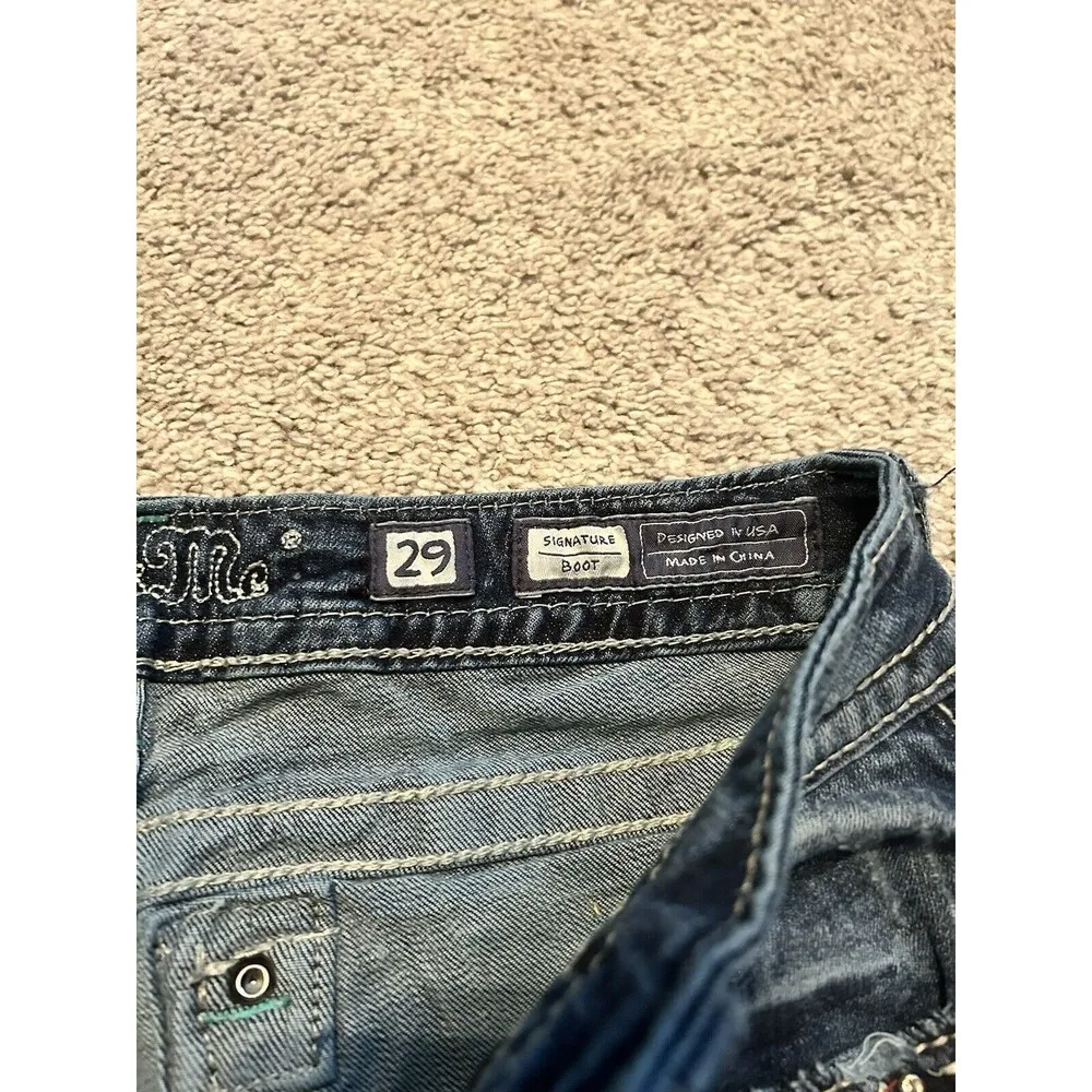 Miss Me JE8115BR Boot Women's Size 29 x 30 Flap Pockets Jeans Red White Blue Gem - Image 8