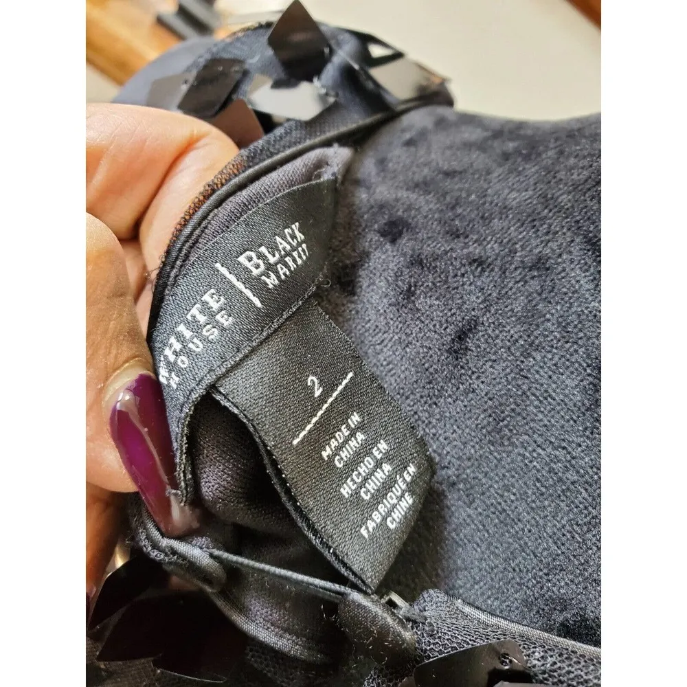 White House Black Market Sequin Round Neck Sleeveless Knee Length Dress Size 2 - Image 9