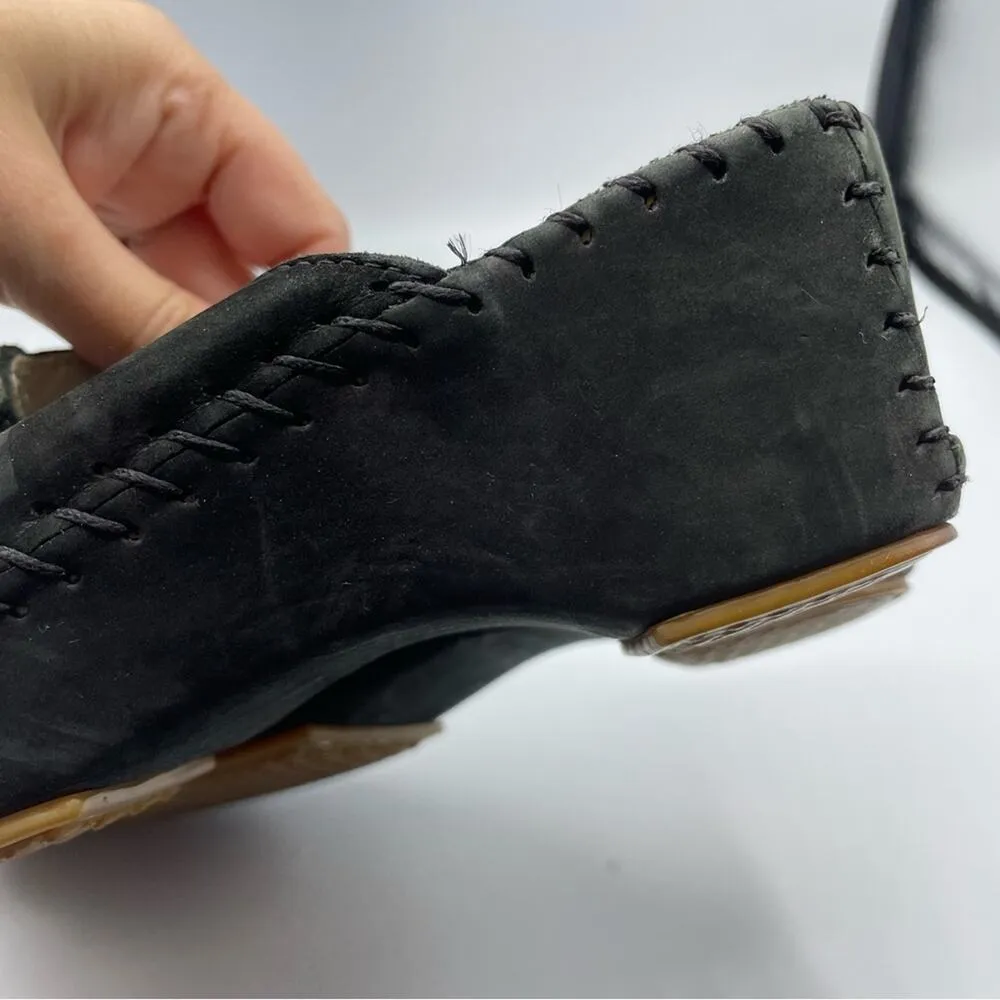La Plume Black Suede Leather Slip On Mule Wedge Sandal Womens 38 Comfort Flat Size 7.5 - Image 7