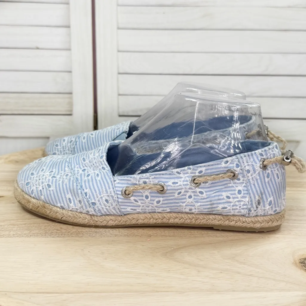 Nautica Rudder Striped Eyelet Espadrille Slip On Flats Blue White 7.5 - Image 3