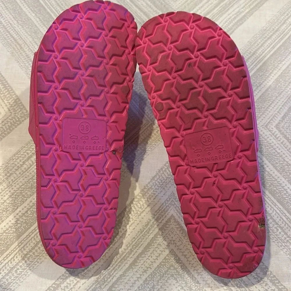 275 Central Women’s Hot Pink Fuchsia Rubber Stud Detail Slides - Image 4