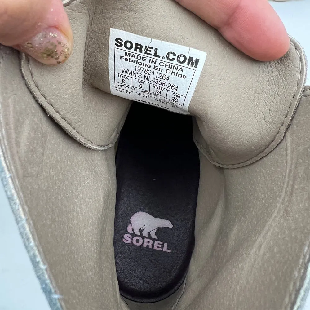 Sorel Joan of Arctic Wedge III Lace Boot Suede Ankle Bootie Gray Taupe - Image 3