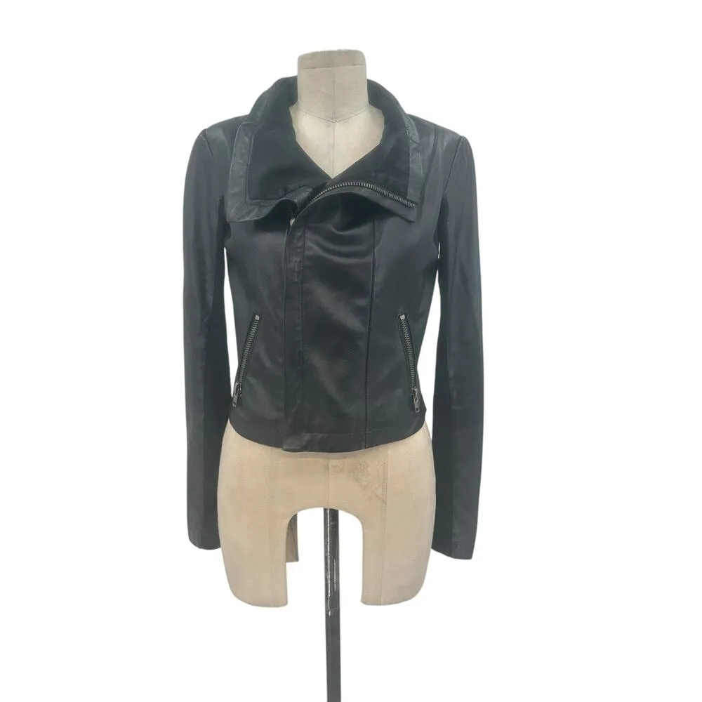 Veda Max Classic Leather Jacket Black‎ Motorcycle Moto Size Black - Image 3