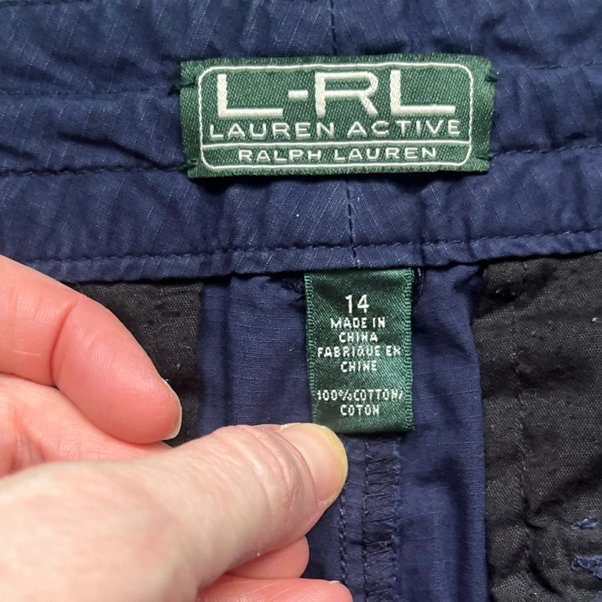 Lauren Ralph Lauren Active 100% Cotton Navy Lightweight Ankle Pants Size 14 - Image 4