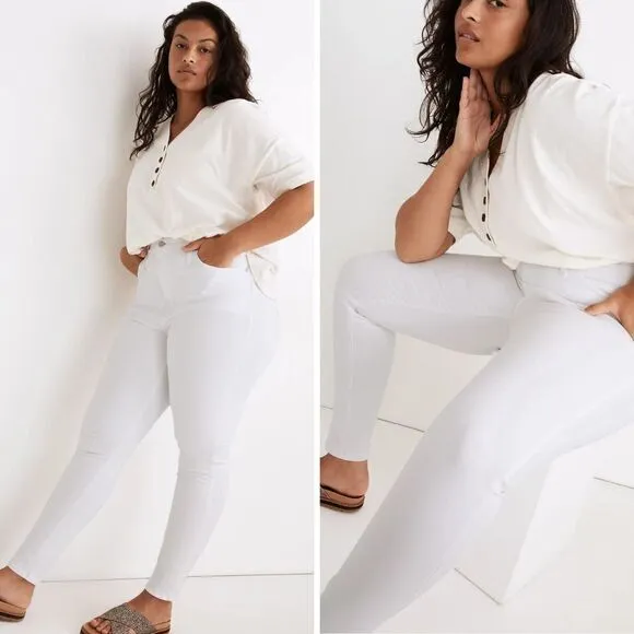 NEW Madewell 10" High-Rise‎ Skinny Jeans in Pure White, 32 - Image 3